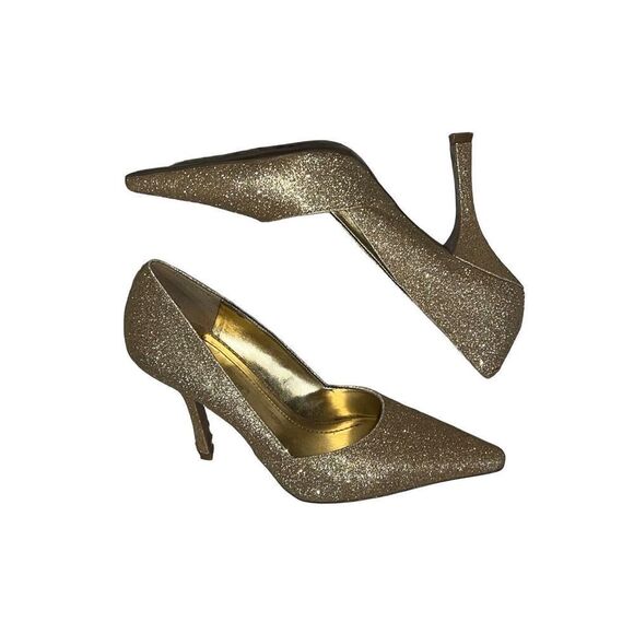 BCBGeneration Katchens Sparkly Gold Glitter Pumps Size 7 - Picture 2 of 5